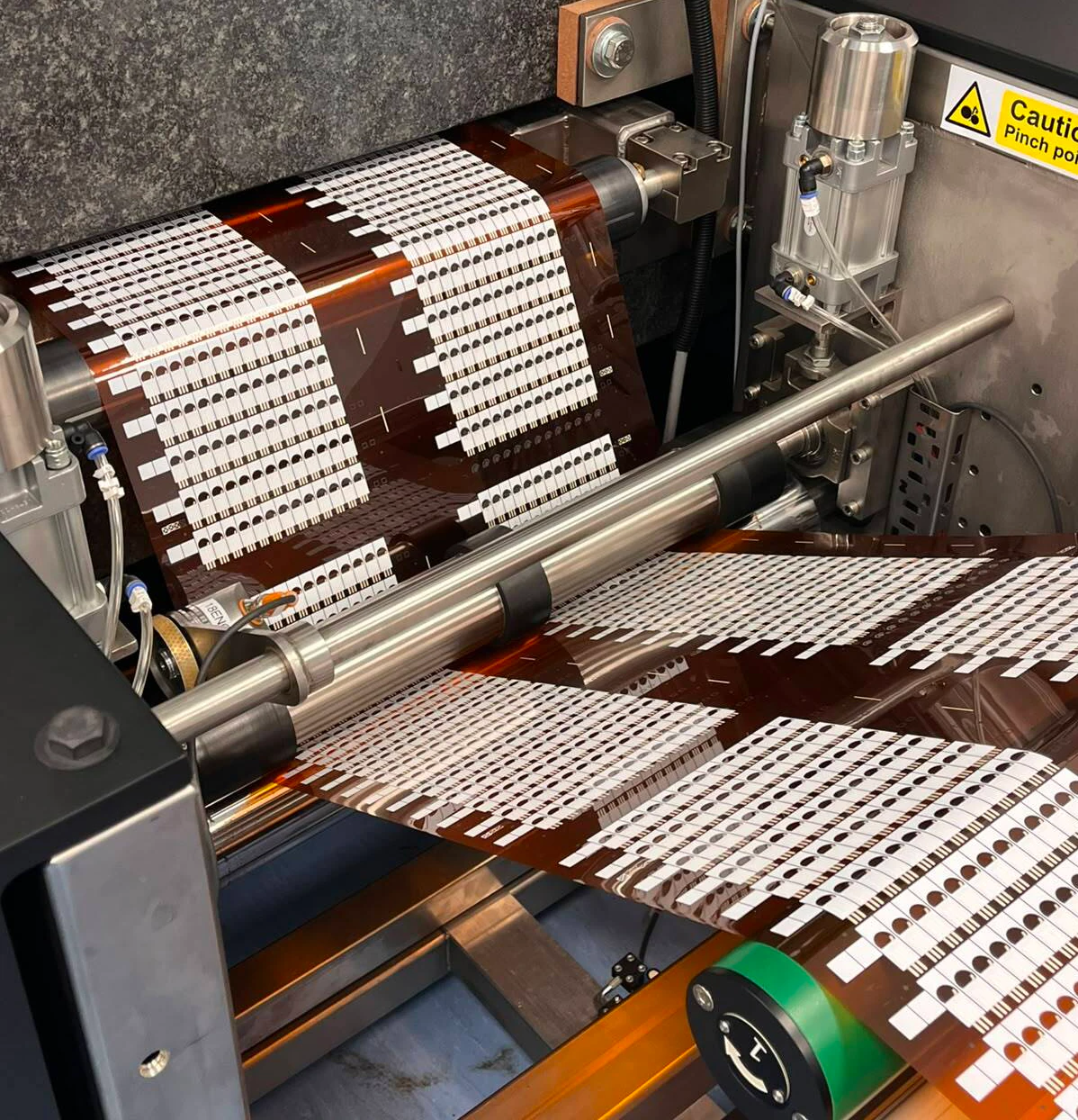 Reel-to-reel line growing Gii sensor arrays onto polyimide film